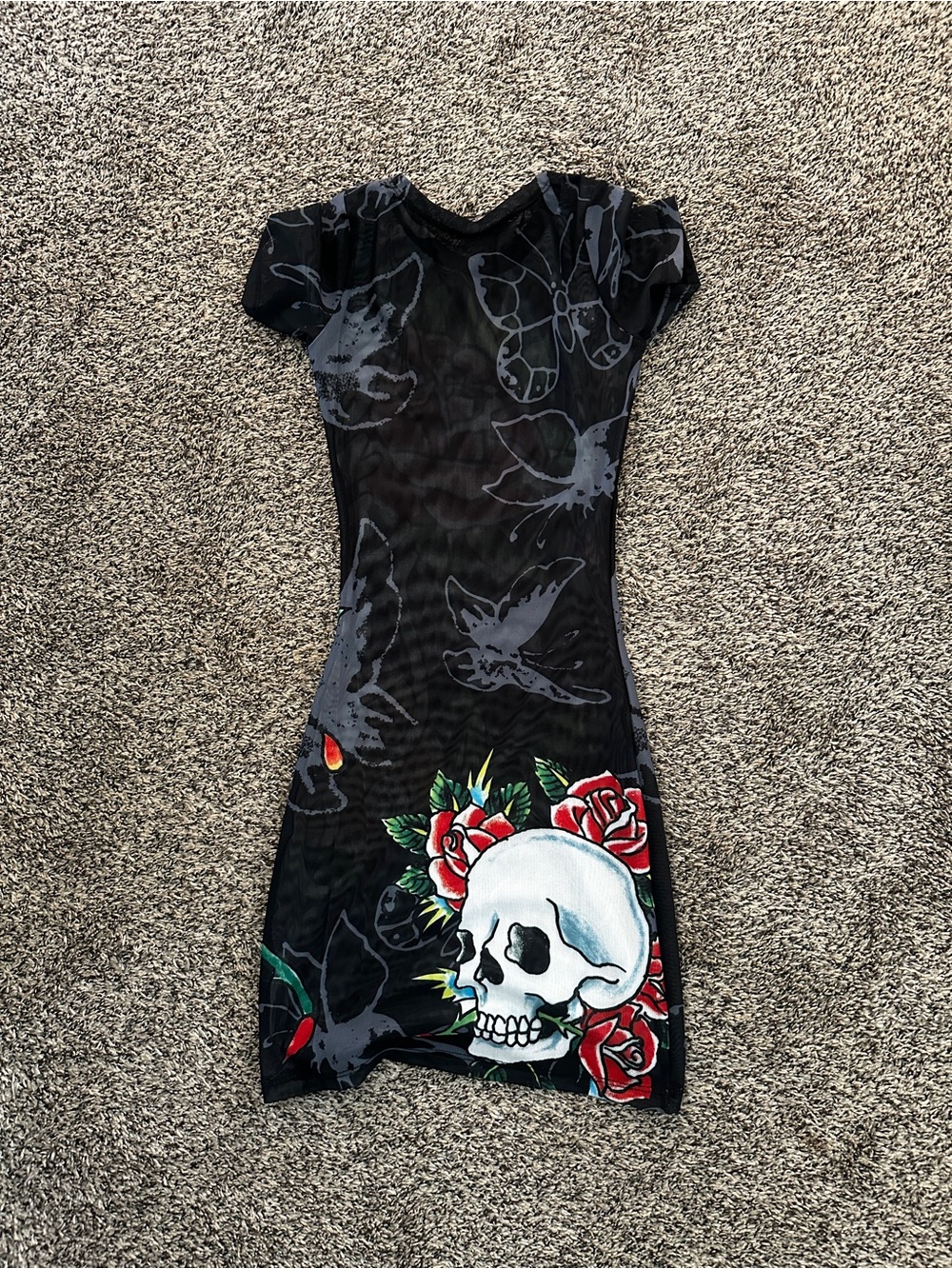 Ed Hardy Black Swim Coverup with Red Rose Graphic - Picture 2 of 4
